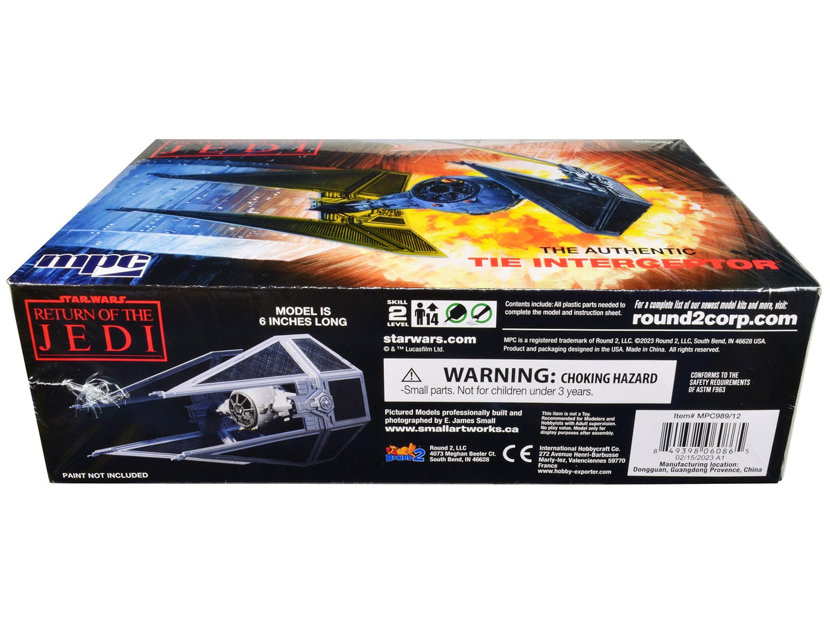 Miniature Motors Skill 2 Model Kit Tie Interceptor spacecraft from Star Wars: Return of the Jedi, 1/48 scale model by MPC