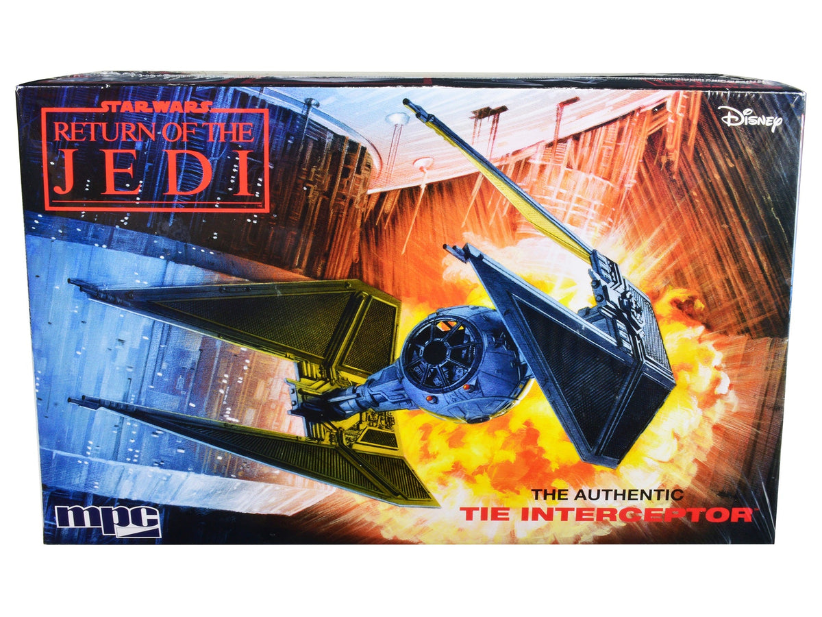MPC 1/48 scale Skill 2 Model Kit Tie Interceptor spacecraft from Star Wars: Return of the Jedi, detailed model by Miniature Motors.