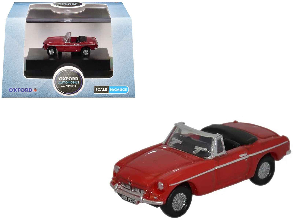 Miniature Motors MG MGB Roadster RHD diecast model car in tartan red, 1/148 scale, detailed N scale MG Models by Oxford Diecast