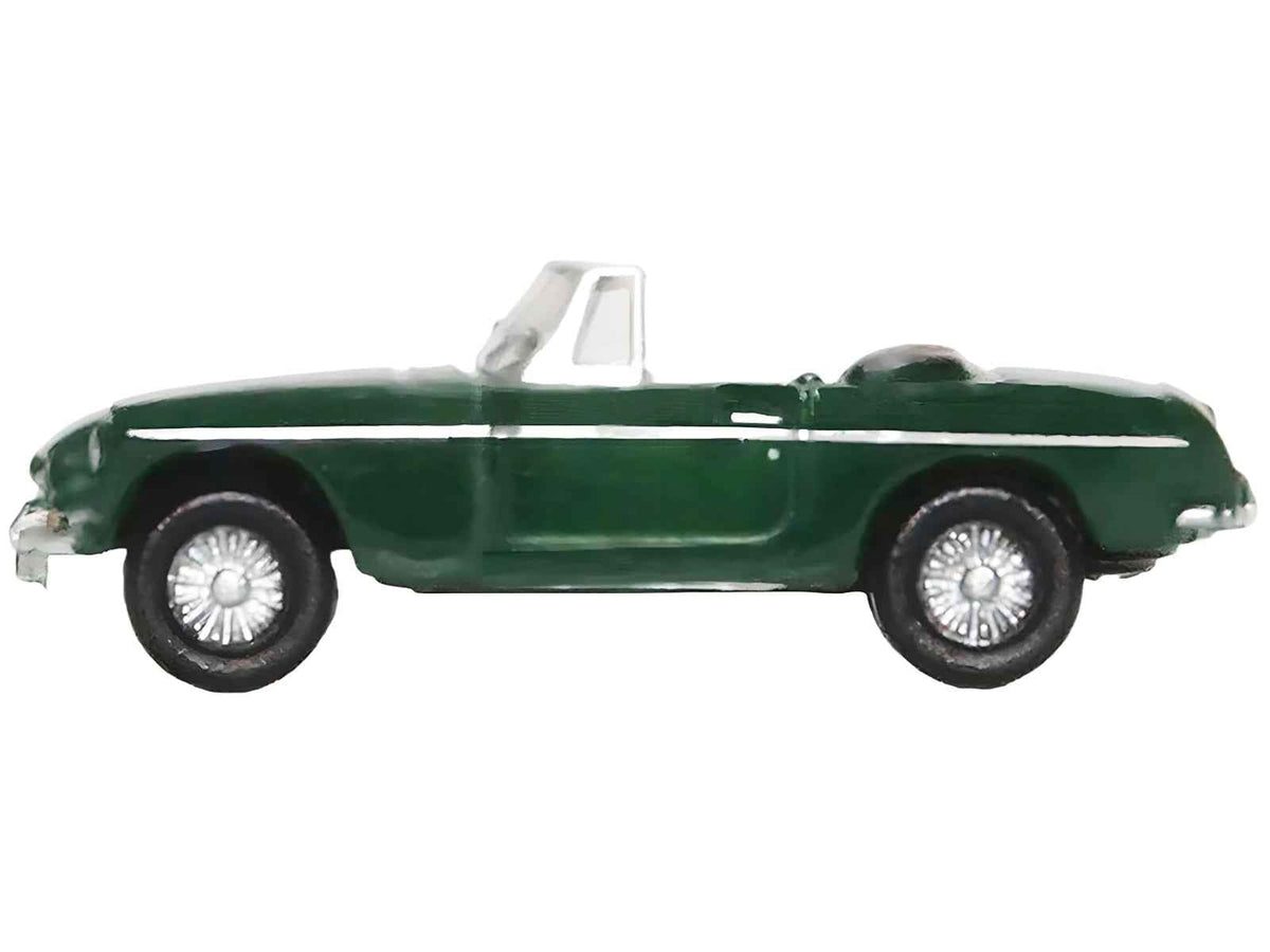 British Racing Green MG MGB Roadster diecast model car in 1/148 scale by Oxford Diecast, detailed miniature collectible.