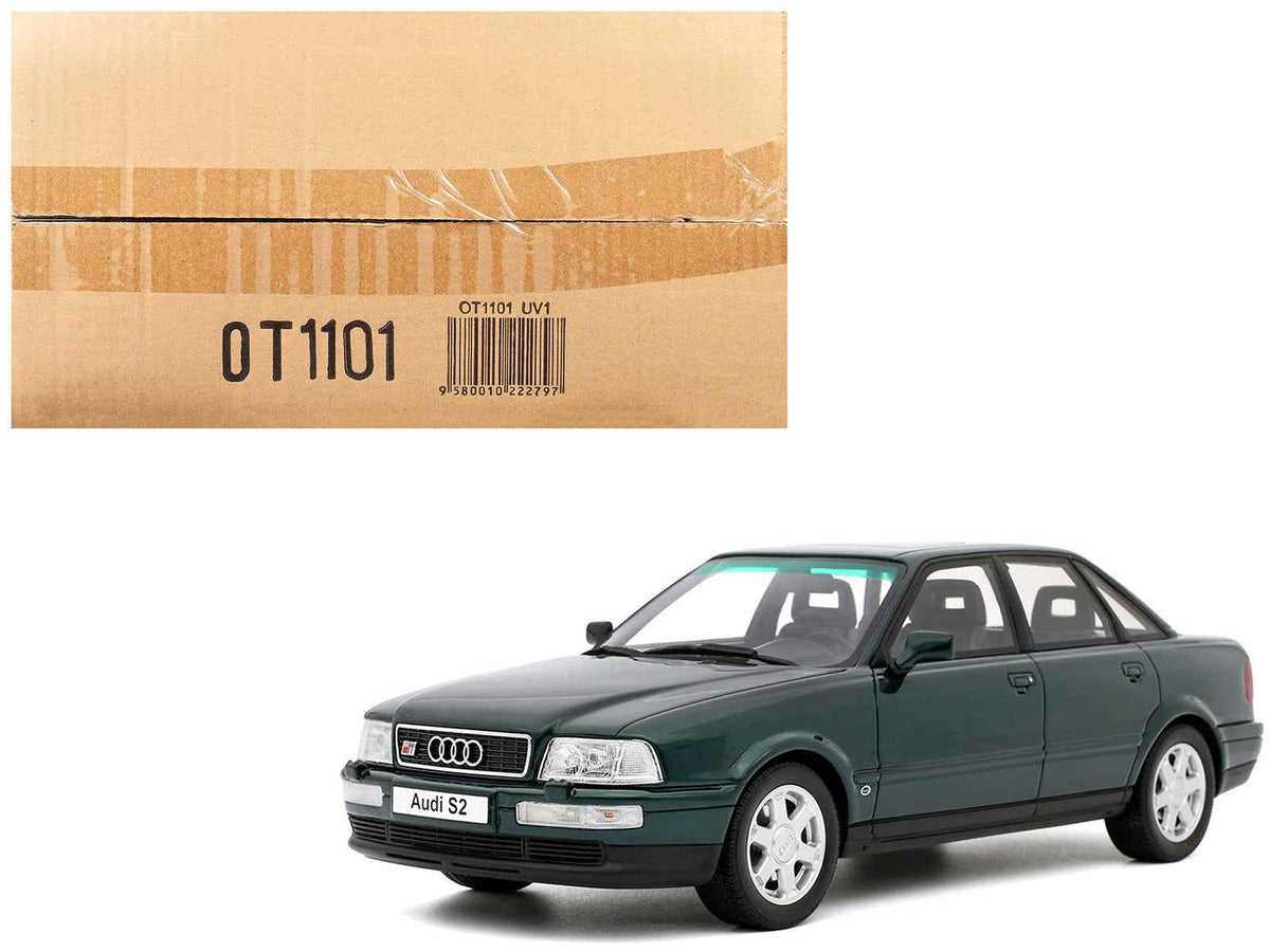 Limited edition 1/18 Audi S2 Sedan model by Miniature Motors in emerald green metallic, crafted by Otto Mobile.