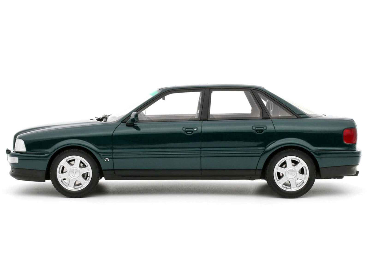 Miniature 1/18 Audi S2 Sedan model car in emerald green metallic by Otto Mobile, limited edition of 2000 pieces worldwide.