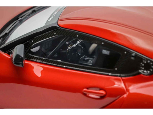 2023 Toyota Supra GT4 100 Edition Plasma Orange Metallic Limited Edition to 999 pieces Worldwide 1/18 Model Car by Otto Mobile