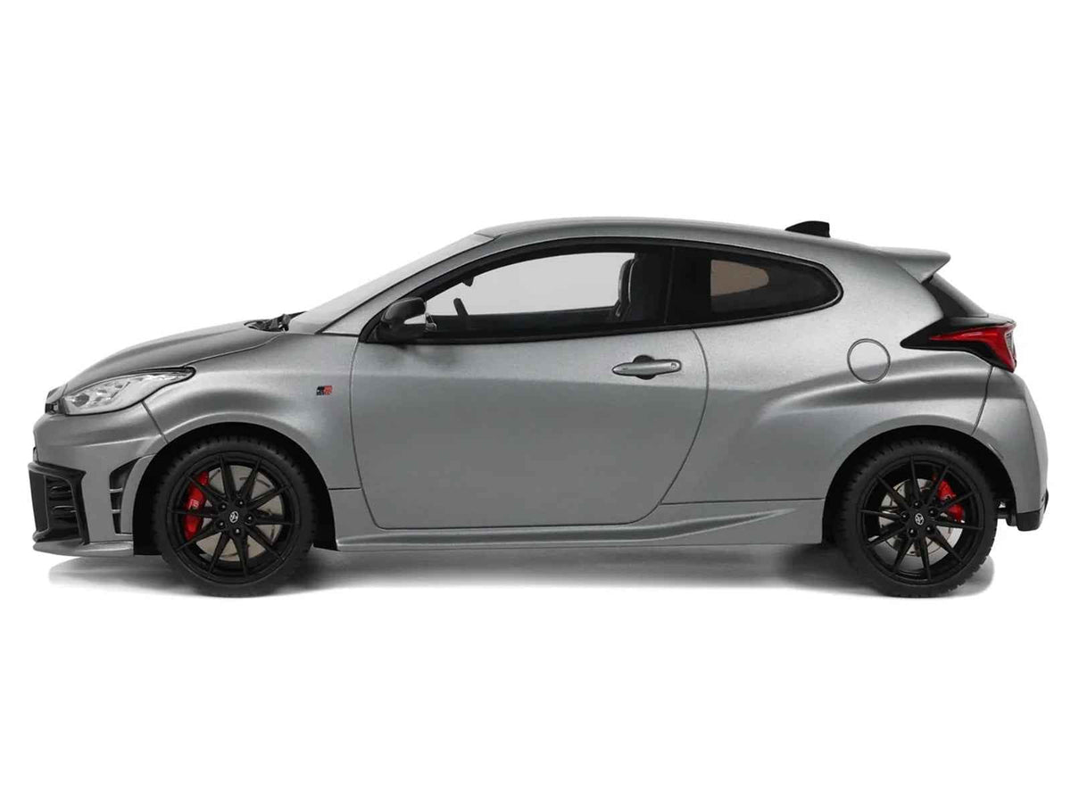 Miniature 1/18 scale Toyota GR Yaris model car in Precious Metal Gray Metallic by Otto Mobile, limited edition of 999 pieces worldwide.
