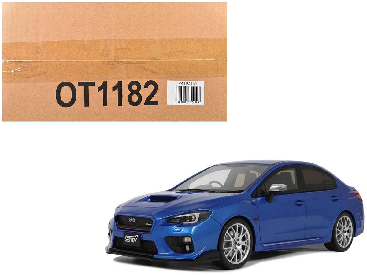Blue pearl metallic 1/18 scale Subaru WRX STI S207 RHD model car by Miniature Motors, limited edition by Otto Mobile.