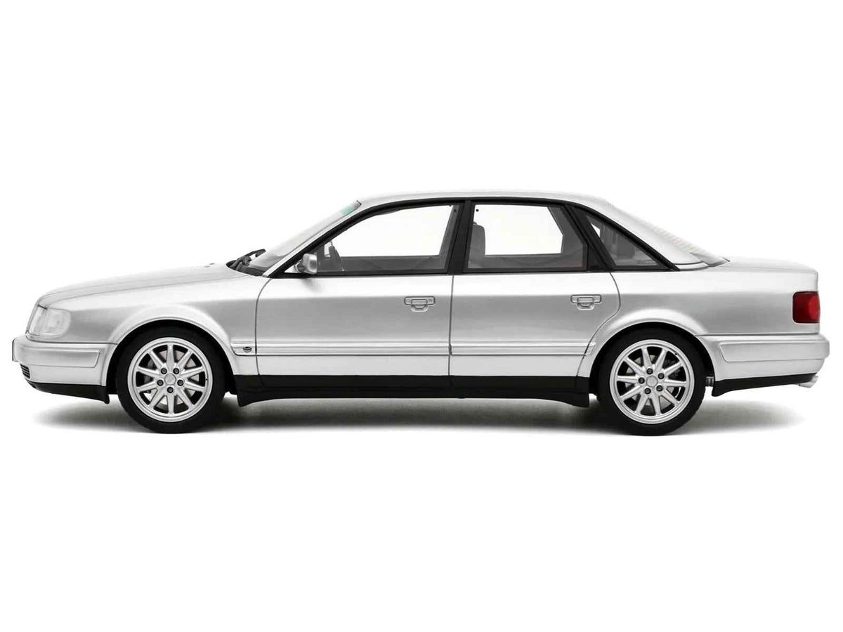 Miniature Audi S4 C4 4.2 V8 model car in Crystal Silver Metallic by Otto Mobile, limited edition 1/18 scale.