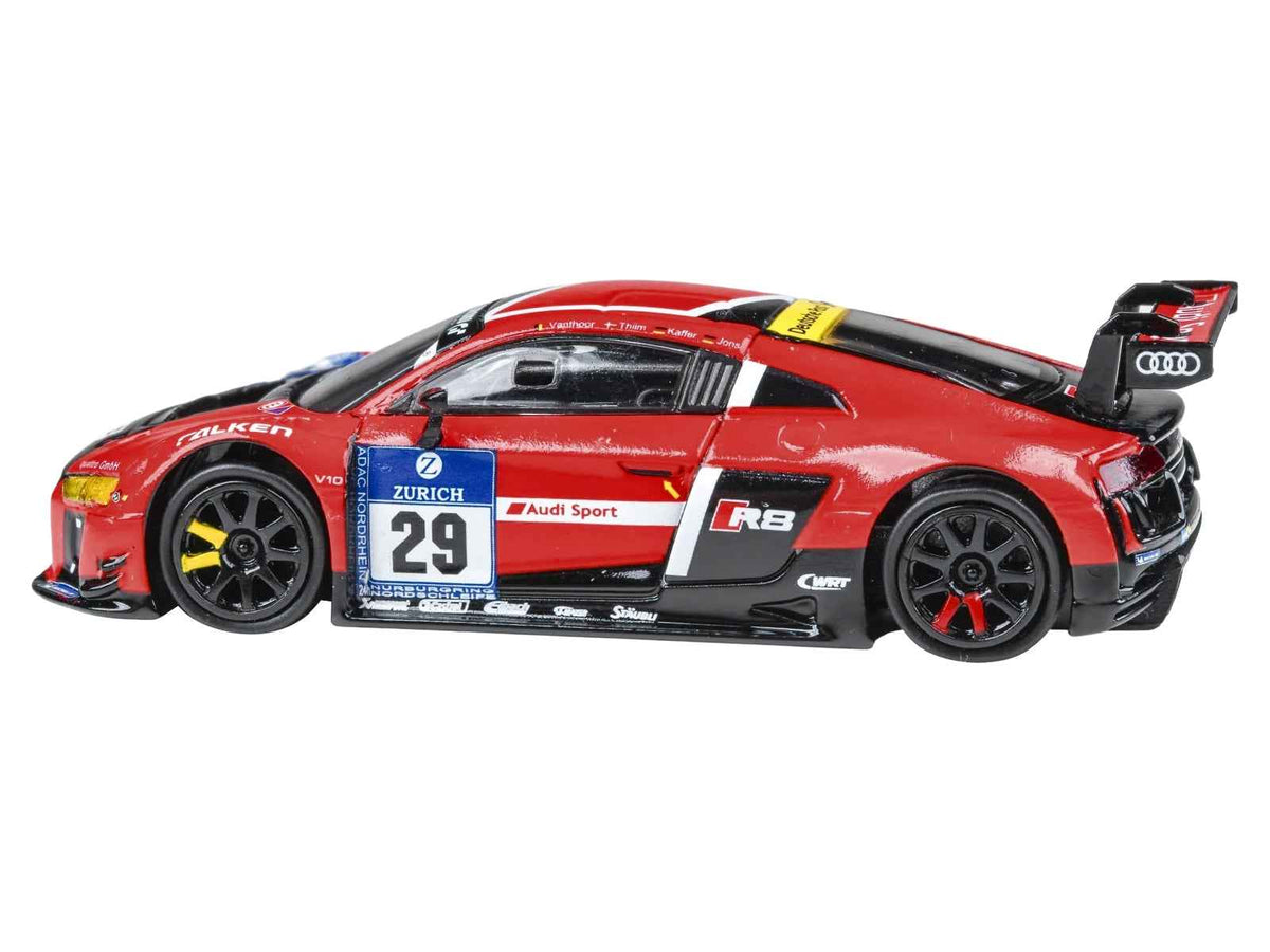 Miniature Audi R8 LMS #29 diecast model car by Paragon Models, detailed replica of Audi Sport Team WRT 24 Hours of Nurburgring 2015