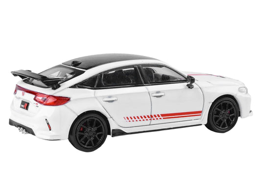2025 Honda Civic Type R FL5 "Ultimate Edition" White with Red Stripes and Black Top 1/64 Diecast Model Car by Paragon