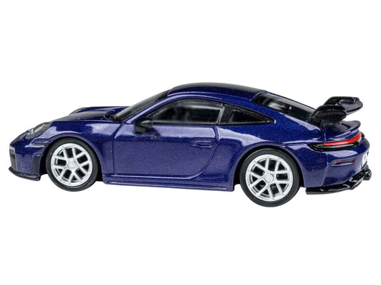 2025 Porsche 911 GT3 (992.2) Gentian Blue Metallic with Carbon Stripe 1/64 Diecast Model Car by Paragon Models