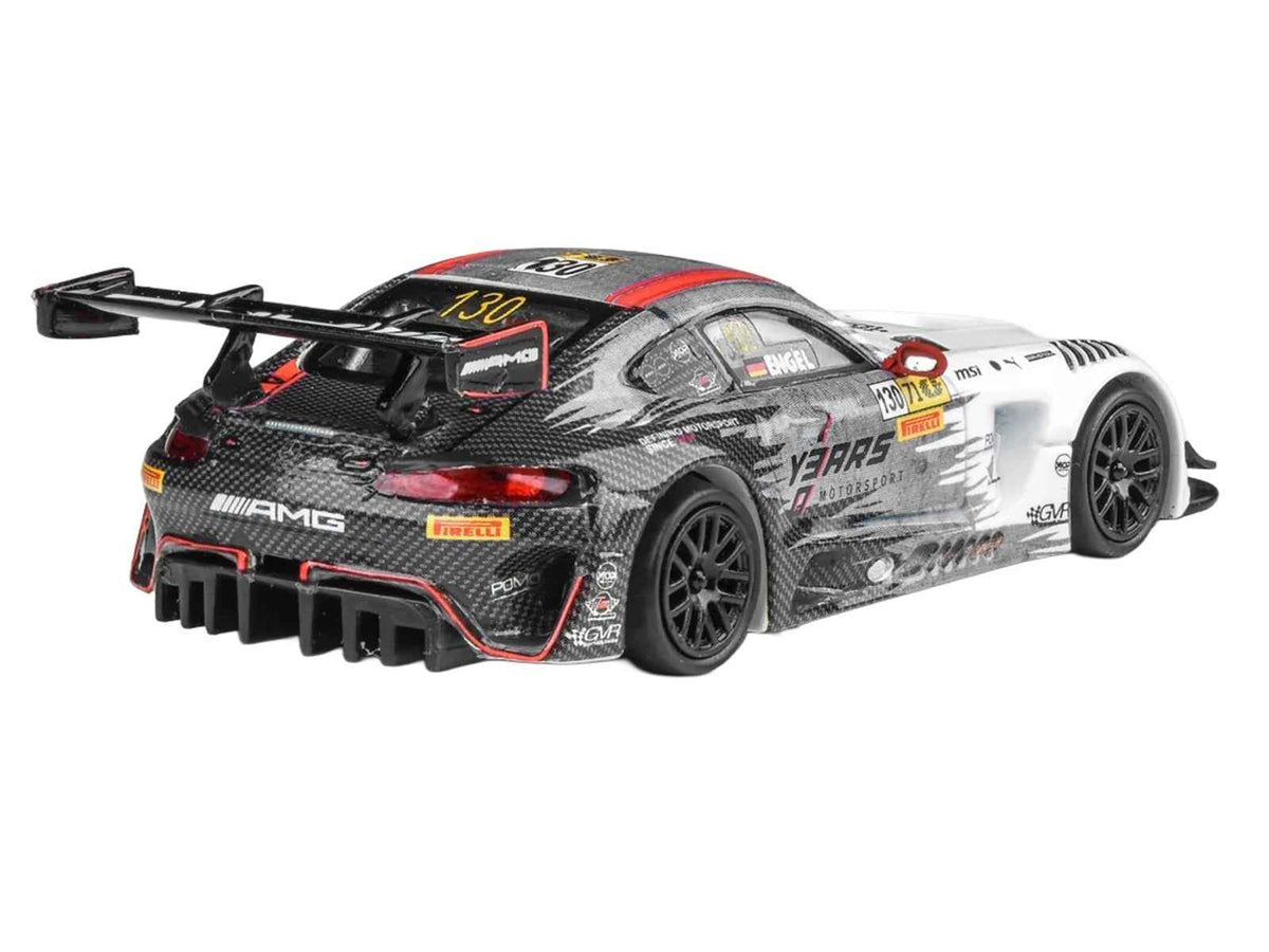 Miniature Mercedes-AMG GT3 #130 diecast model car by Miniature Motors, featuring Maro Engel’s Macau GT Cup racing livery.