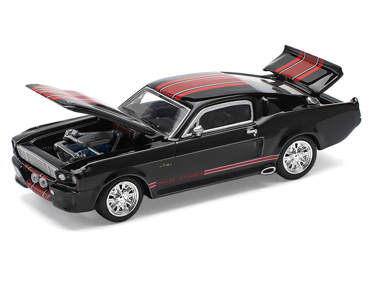 Miniature Motors Shelby Mustang GT500 diecast model car with dark chrome finish and red stripes, 1/64 scale, detailed Shelby model.