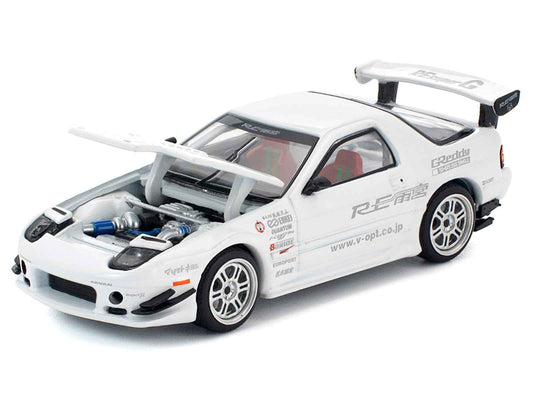 Mazda RX7 (FC3S) RE Amemiya RHD (Right Hand Drive) White 1/64 Diecast Model Car by Pop Race