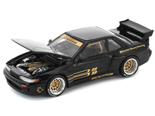 Pandem S13 RHD (Right Hand Drive) Black with Gold Accents 1/64 Diecast Model Car by Pop Race