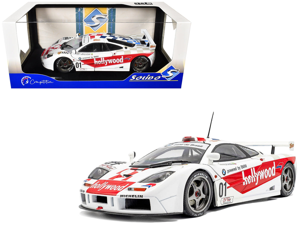 Miniature Motors McLaren F1 GTR Short Tail #01 diecast model car by Solido, celebrating the 1996 Brasilia race victory.