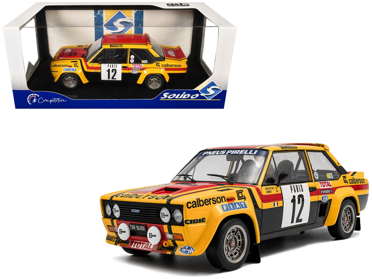 Miniature Motors Fiat 131 Abarth #12 Michele Mouton diecast model car from Solido's Rallye de Monte-Carlo 1980 series, detailed and realistic.