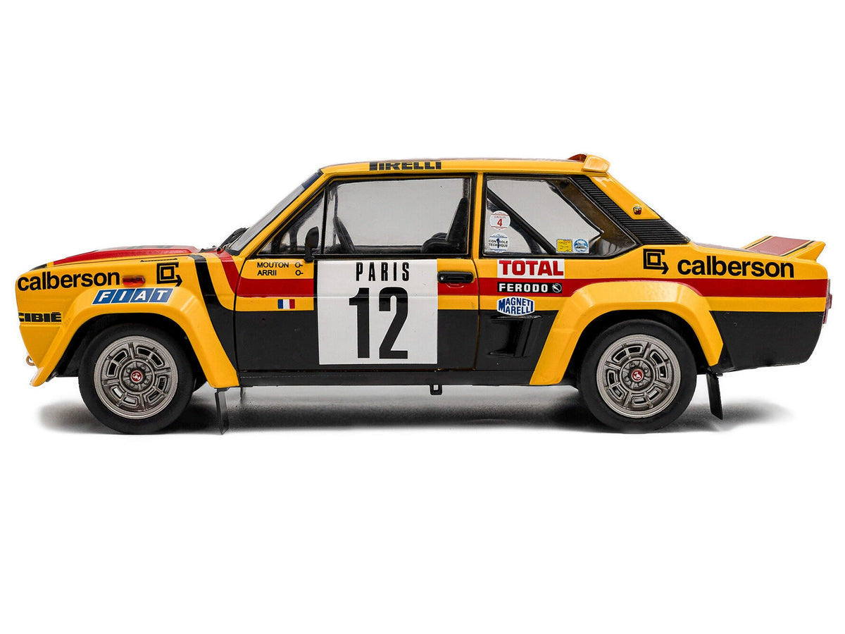 Miniature Motors Fiat 131 Abarth #12 Michele Mouton diecast model car by Solido, rally car replica from Monte-Carlo 1980.