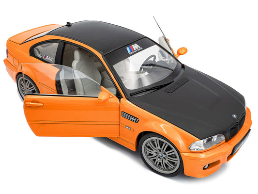 2000 BMW E46 M3 "Solido Works" Orange Metallic with Matt Black Hood and Carbon Top 1/18 Diecast Model Car by Solido