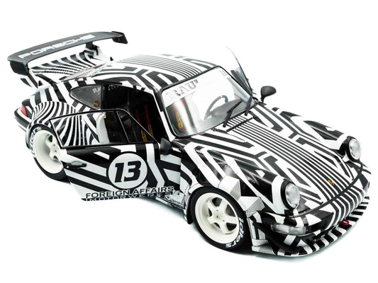 2022 RWB Bodykit #13 "The Zebra" Black and White Striped 1/18 Diecast Model Car by Solido