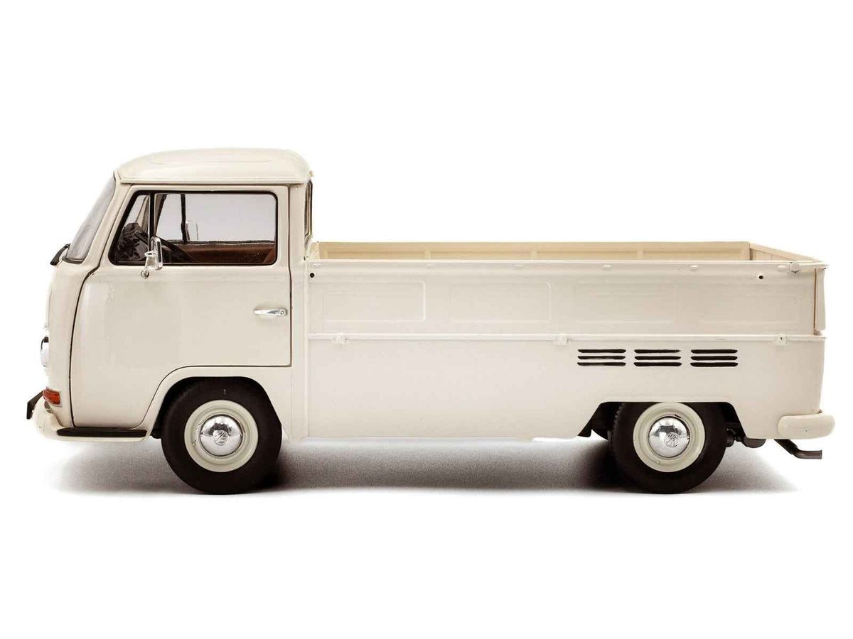 Beige 1/18 scale Volkswagen T2 Pickup Truck diecast model car by Solido, detailed miniature vehicle.
