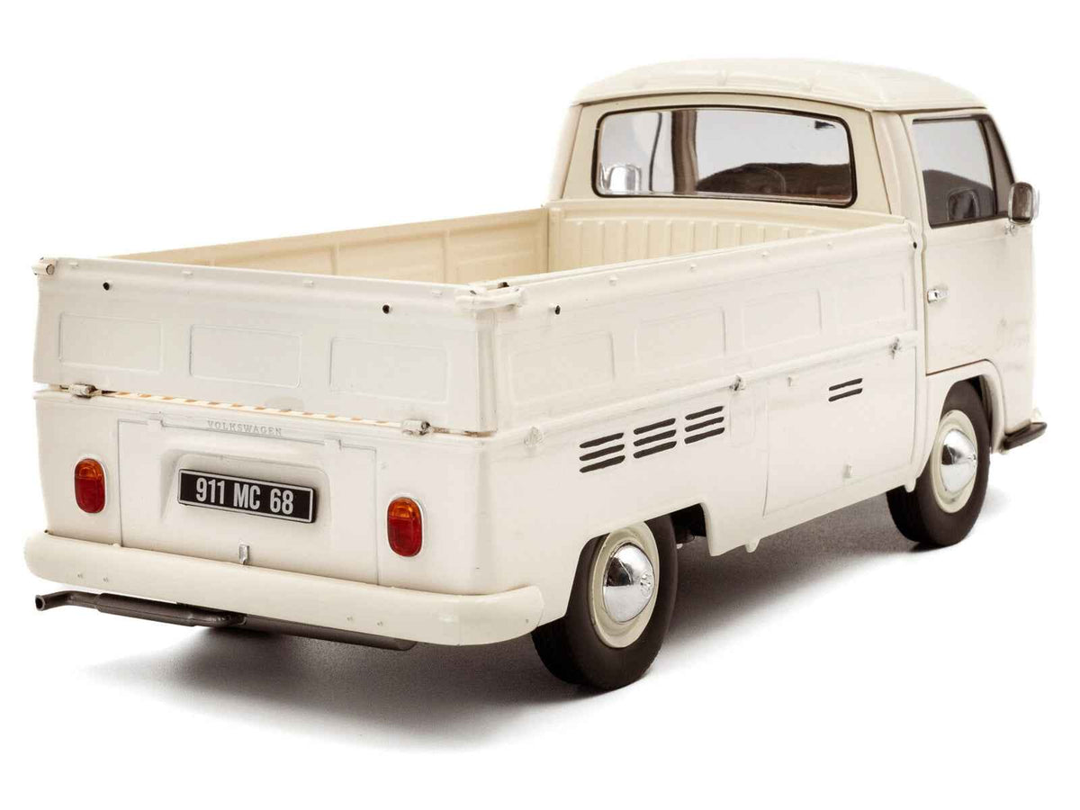 Beige 1968 Volkswagen T2 Pickup Truck diecast model by Solido, detailed miniature Volkswagen model car, 1/18 scale.