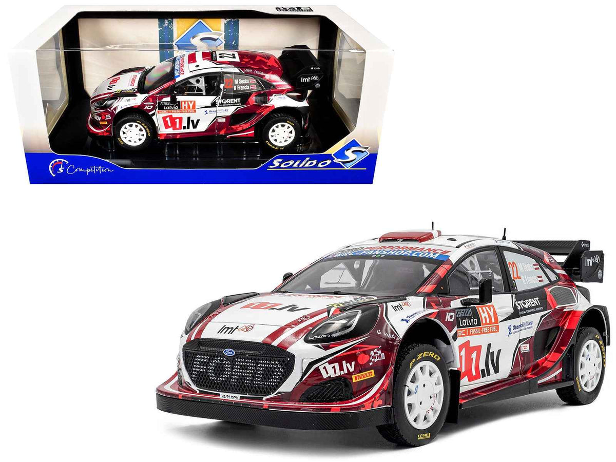 Miniature Ford Puma Rally1 #22 Martins Sesks and Renars Francis diecast model car by Solido, part of the Competition Series 1/18.