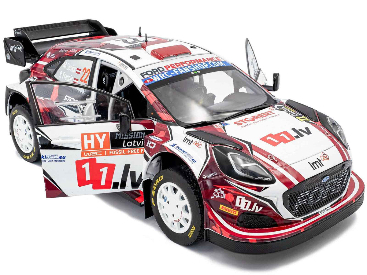 Miniature Ford Puma Rally1 #22 Martins Sesks and Renars Francis diecast model car by Solido, part of the Competition Series 1/18.