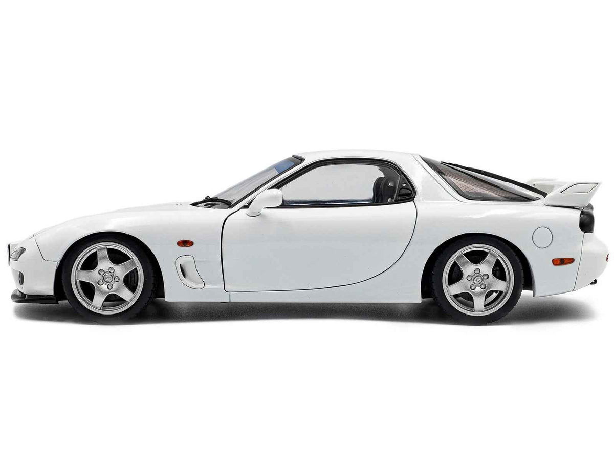 White 2001 Mazda RX7 Type RS (FD3S) RHD diecast model car in 1/18 scale by Solido, detailed miniature Mazda model.