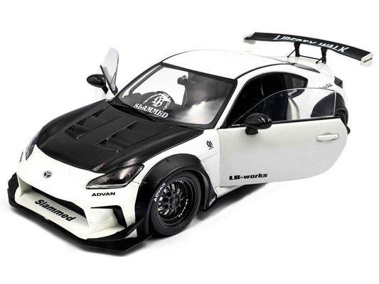 2024 Toyota GR86 LBWK Body Kit RHD (Right Hand Drive) Pearl White with Carbon Hood 1/18 Diecast Model Car by Solido