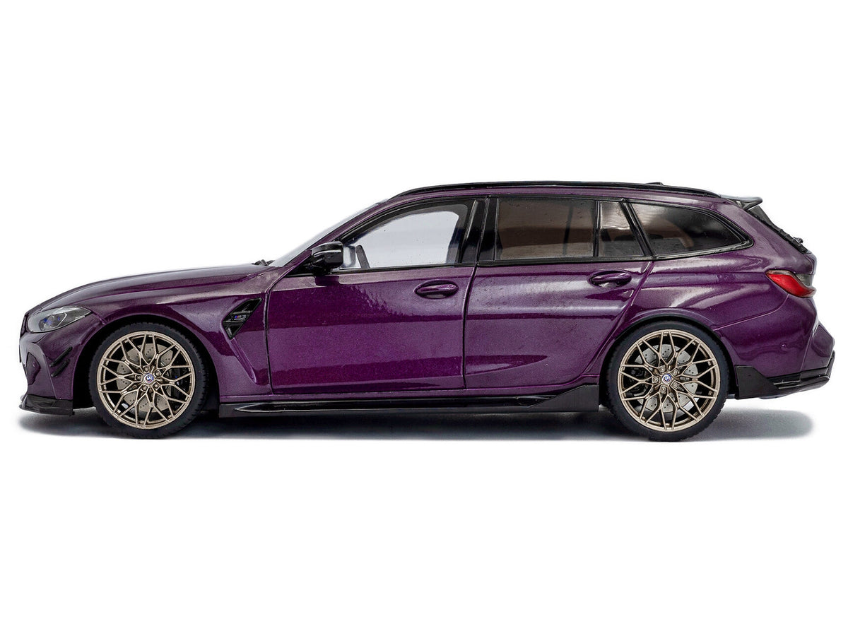 Miniature 1/18 BMW M3 Competition M xDrive Touring model car in Twilight Purple Pearl Metallic with black top by Solido