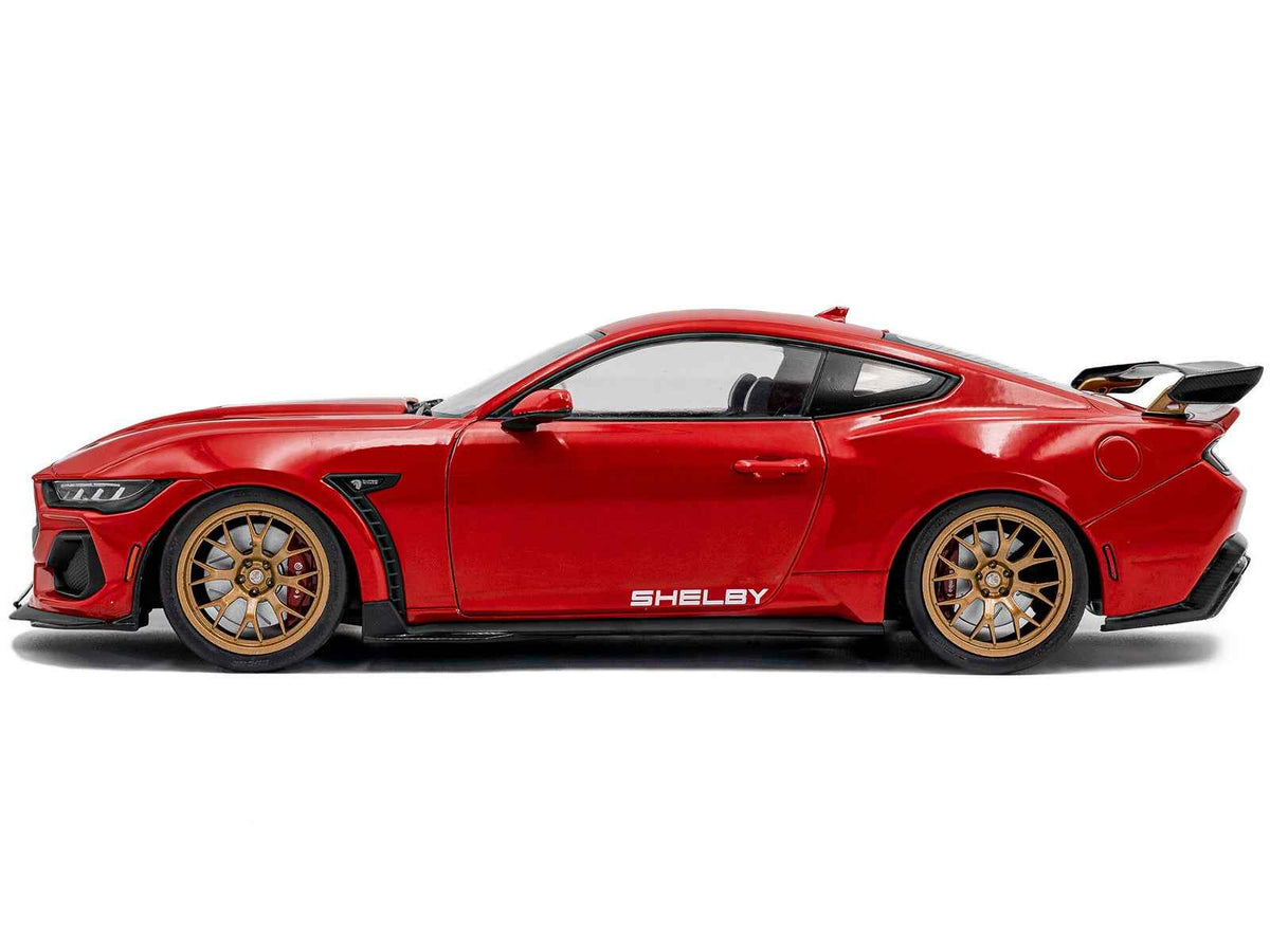 2024 Ford Shelby Mustang Super Snake diecast model car in Race Red with white stripes by Solido, 1/18 scale, detailed miniature vehicle.