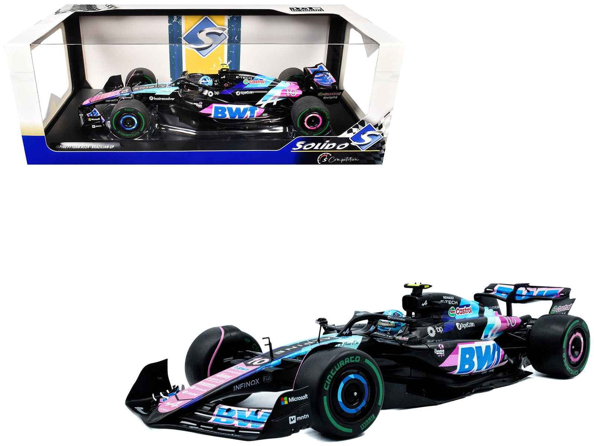 Miniature Motors Alpine A524 Pierre Gasly BWT 1/18 diecast model car from Sao Paulo GP 2024 F1 competition series.