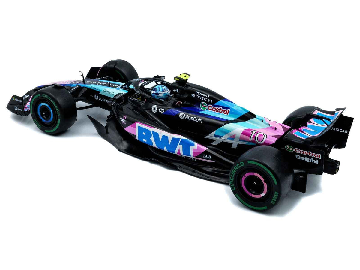 Miniature Motors Alpine A524 Pierre Gasly BWT F1 model car, 1/18 diecast of third-place Sao Paulo GP 2024 race car.