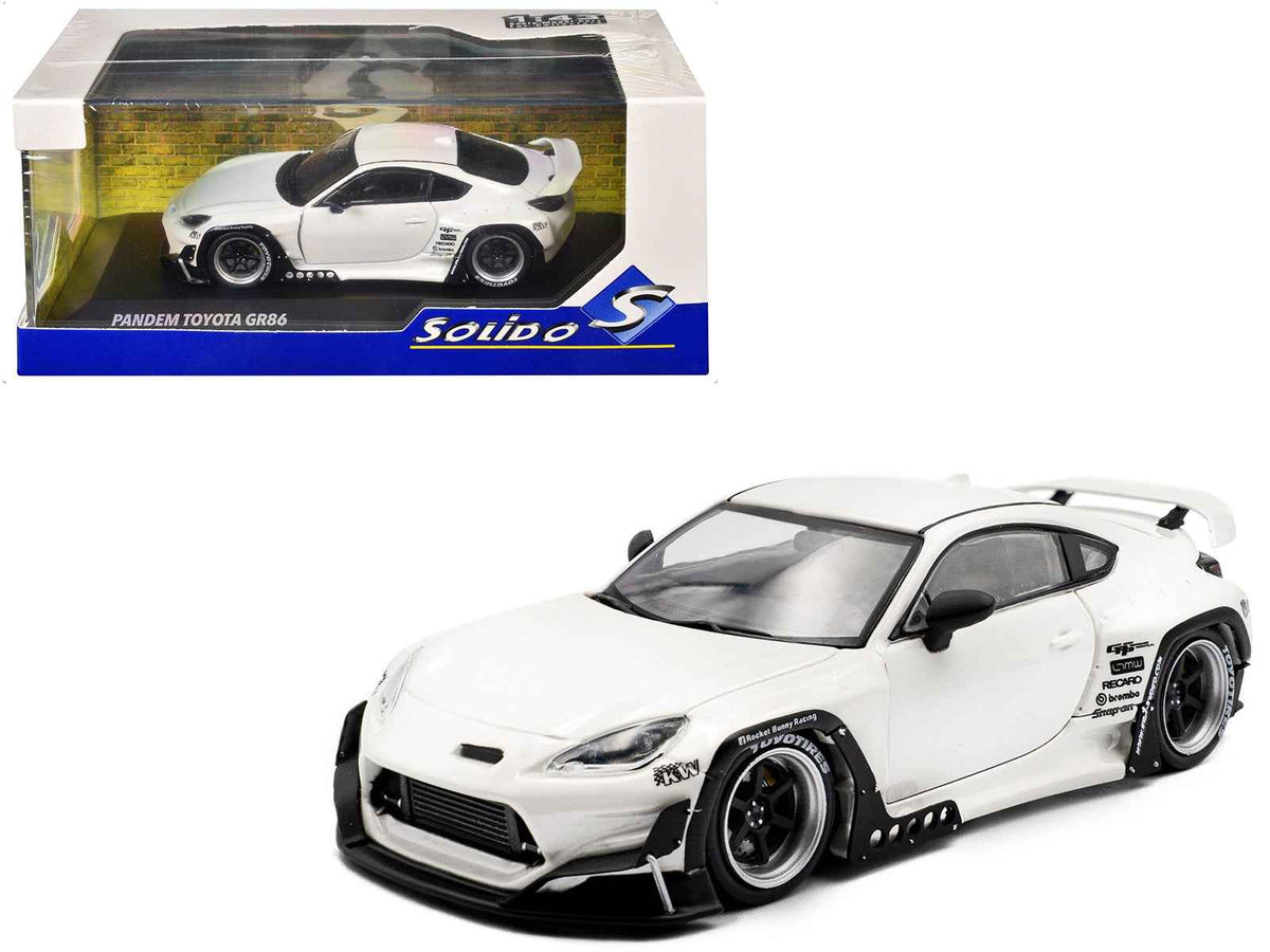 White metallic 2022 Toyota GR86 diecast model car by Solido, detailed 1/43 scale miniature from Miniature Motors.