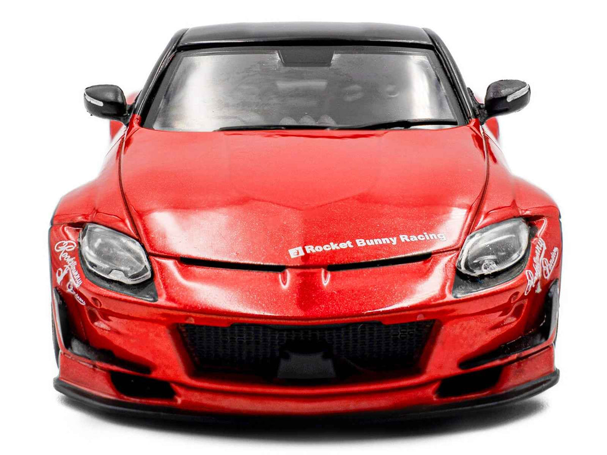 Red metallic 2022 Nissan Pandem Fairlady Z RHD diecast model car by Solido, featuring black top in 1/43 scale.