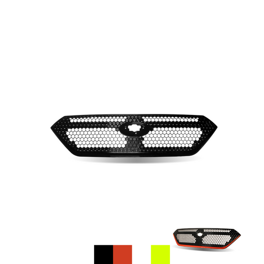 JDMuscle 2022-2025 WRX OEM style customizable sport grille shown from the rear side, featuring sleek design and mounting points.