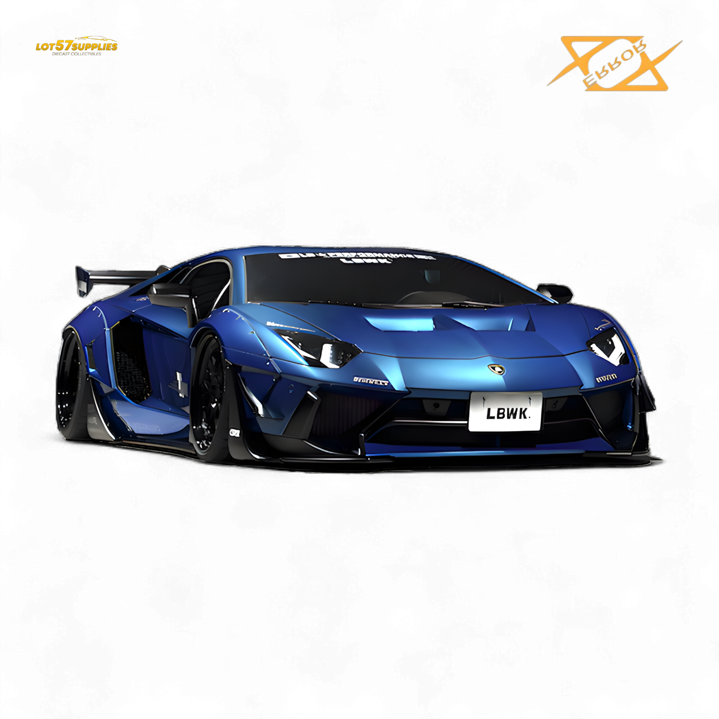 Blue Lamborghini Aventador LBWK 2.0 diecast model in 1:64 scale, detailed Lamborghini toy car by Lot57Supplies Diecast Shop.