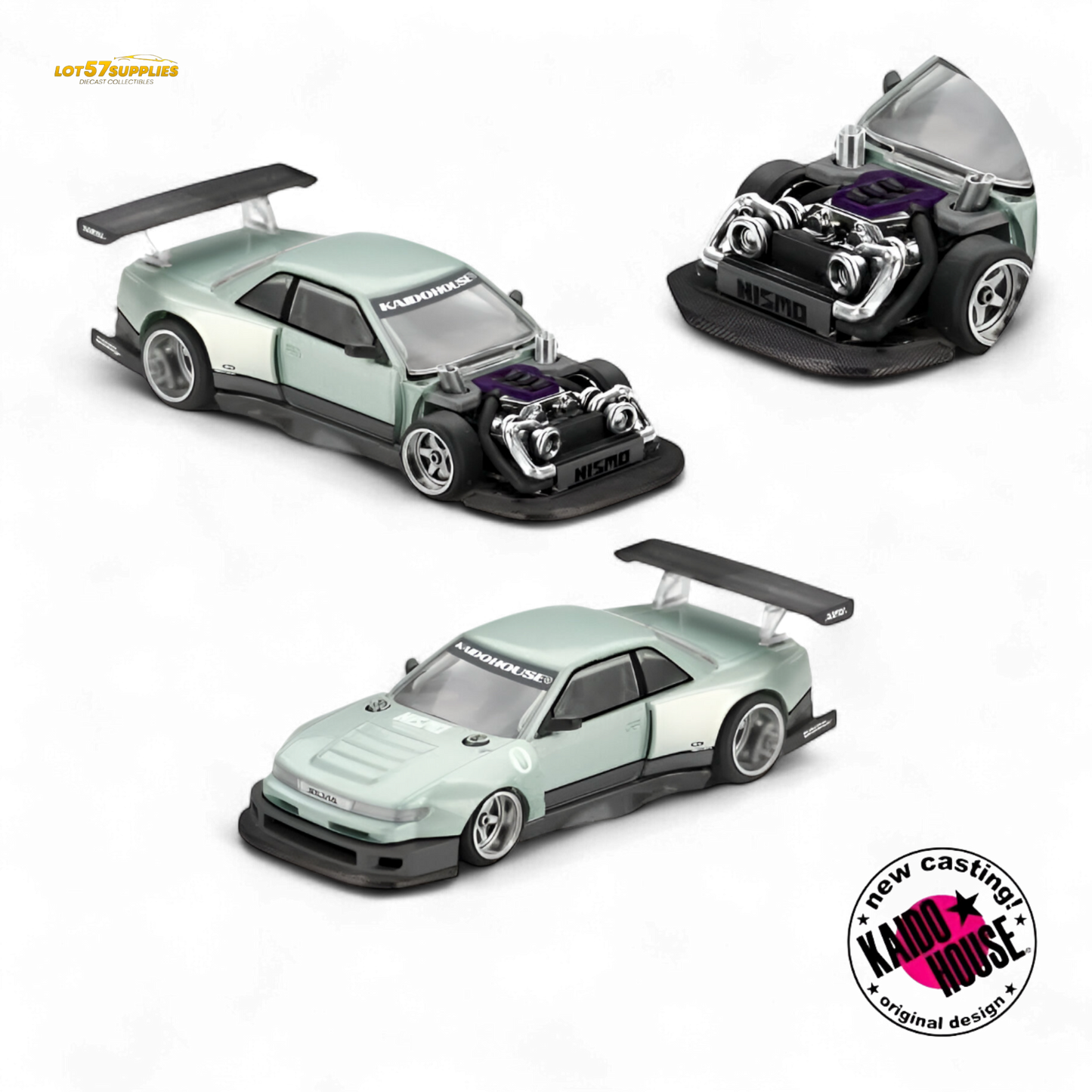 Pre-order Nissan Silvia S13-R diecast model by Lot57Supplies, detailed 1:64 scale Nissan car in a clean display shot.