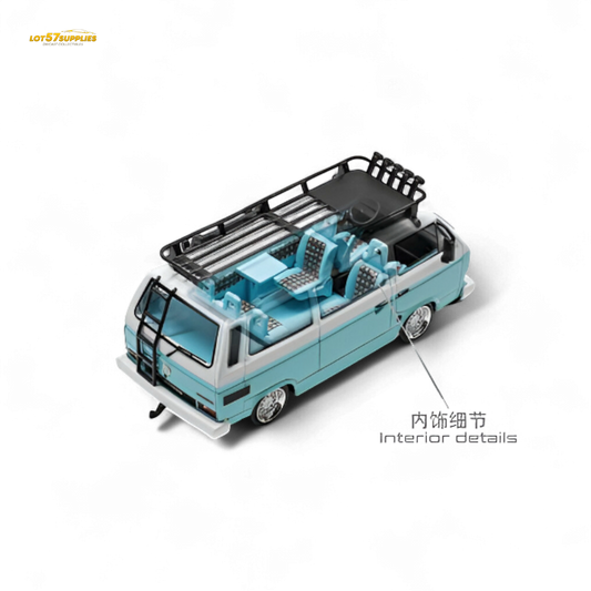 Mortal VW T3 Lowrider Van Tiff Blue + White 1:64 - Evergreen Kings