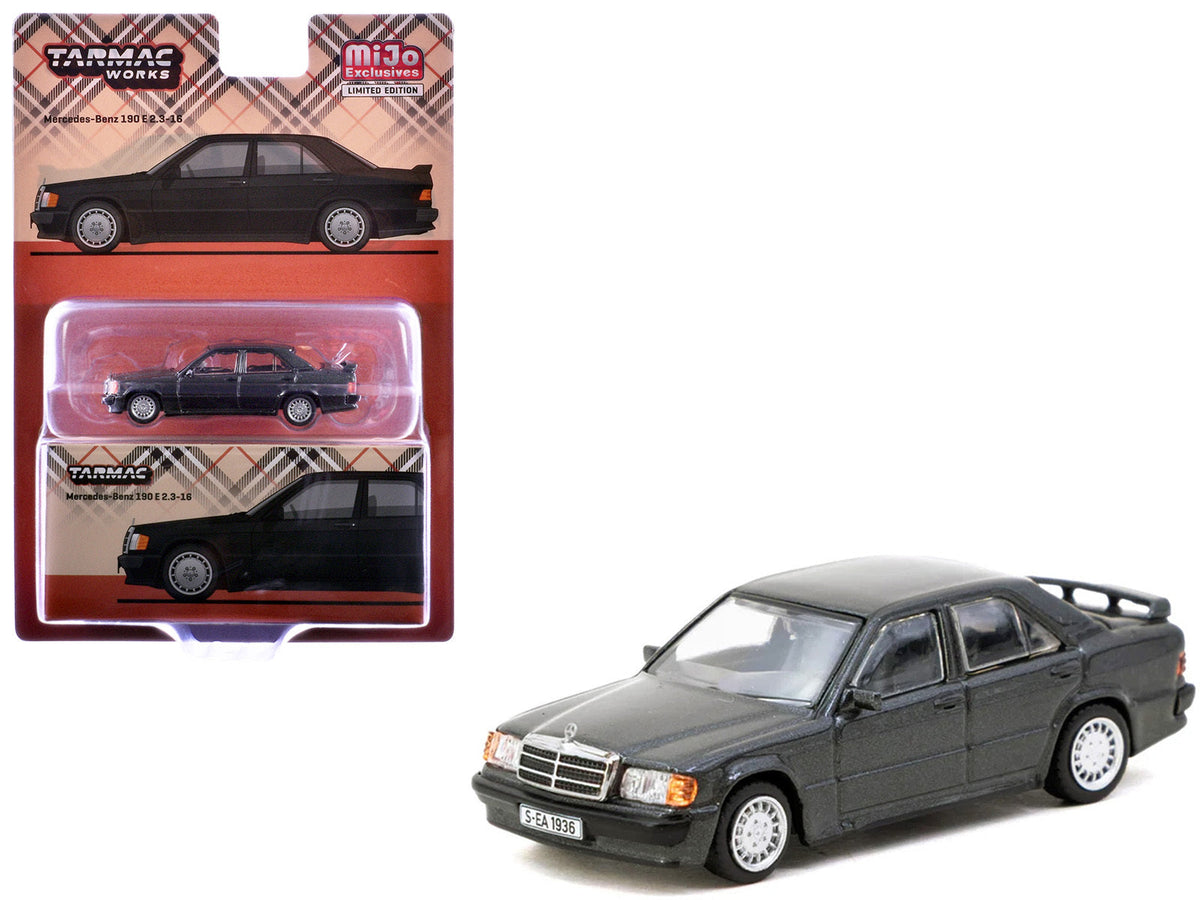 Miniature Motors Mercedes-Benz 190 E 2.3-16 diecast model car in blue-black metallic, detailed Tarmac Works "Global64" Series 1/64 scale