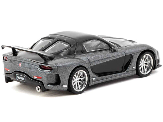 Mazda RX-7 "VeilSide Fortune7" RHD (Right Hand Drive) Gray Metallic and Black "Global64" Series 1/64 Diecast Model Car by Tarmac Works