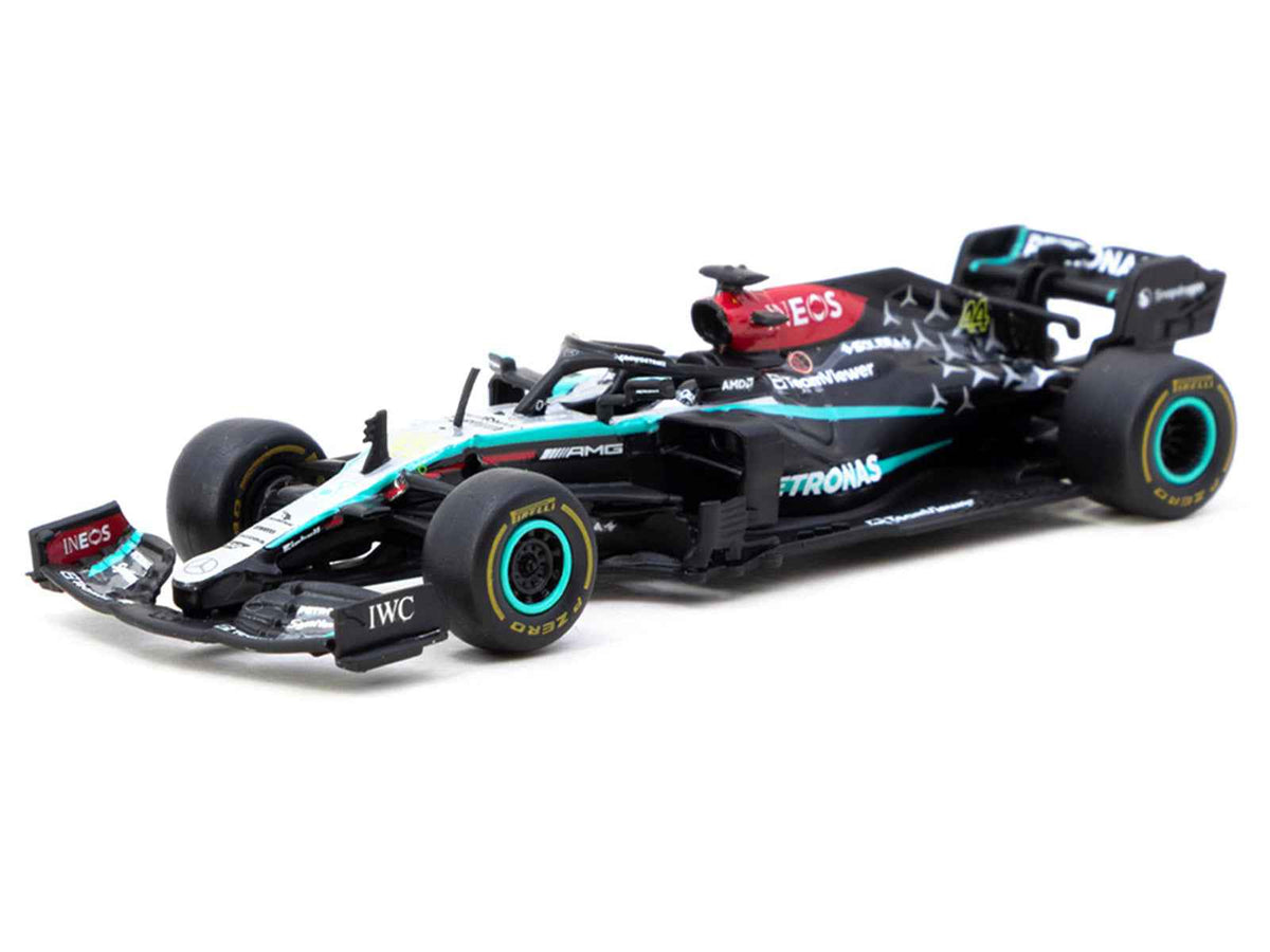 Miniature Mercedes-AMG F1 W12 E Performance #44 Lewis Hamilton diecast model by Miniature Motors, part of Tarmac Works' 1/64 series.