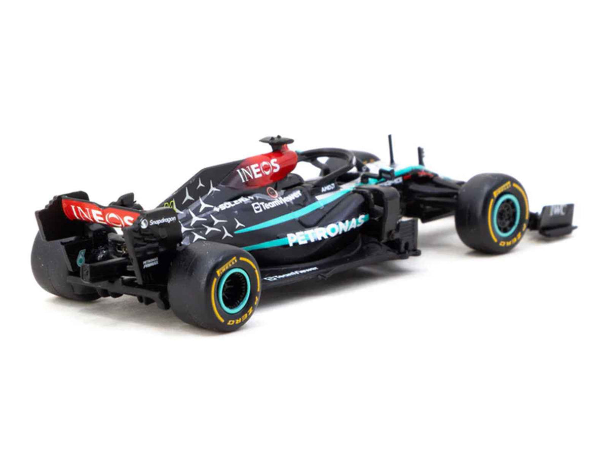 Miniature Mercedes-AMG F1 W12 E Performance #44 Lewis Hamilton diecast model by Miniature Motors, from Tarmac Works' New York Demo Run series.