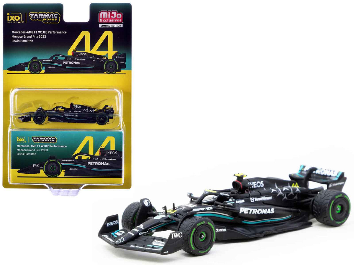 Miniature Mercedes-AMG F1 W14 E Performance #44 Lewis Hamilton Monaco GP 2023 diecast model by Tarmac Works
