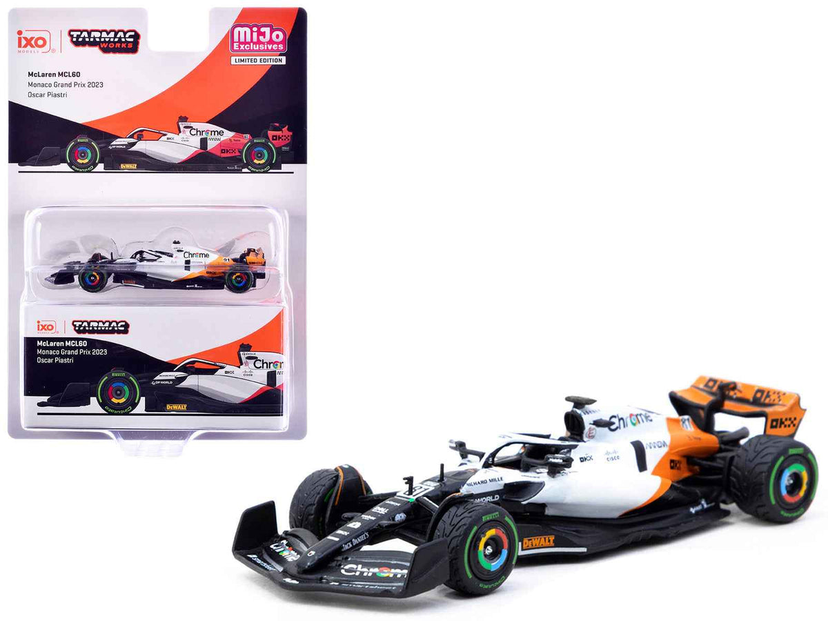 Miniature Motors McLaren MCL60 #81 Oscar Piastri F1 Monaco GP 1/64 diecast model by Tarmac Works, detailed Formula One car replica