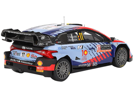 Hyundai i20 N Rally1 Hybrid #11 Thierry Neuville - Martijn Wydaeghe "Hyundai Shell Mobis WRT" Winner WRC "Monte Carlo Rally" (2024) 1/18 Model Car by Top Speed