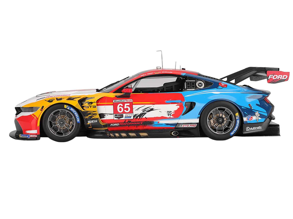 Miniature Motors Ford Mustang GT3 #65 Joey Hand and Dirk Muller model car by Top Speed, detailed 1/18 scale for collectors.
