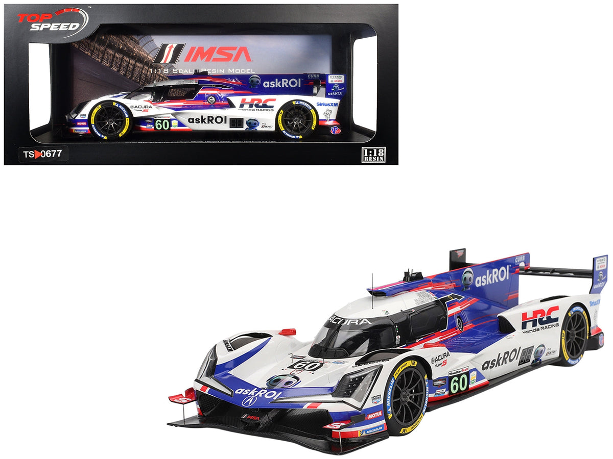 Miniature Acura ARX-06 GTP #60 model car by Top Speed, featuring Tom Blomqvist, Colin Braun, Scott Dixon, Felix Rosenqvist, 1/18 scale