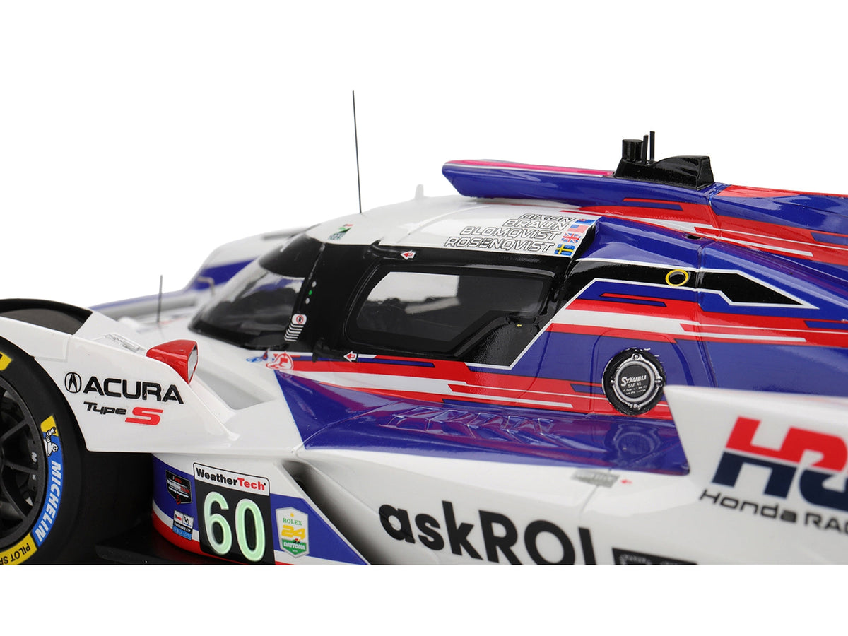 Miniature Acura ARX-06 GTP #60 model car by Miniature Motors, featuring Tom Blomqvist, Braun, Dixon, Rosenqvist, IMSA Daytona 2025.