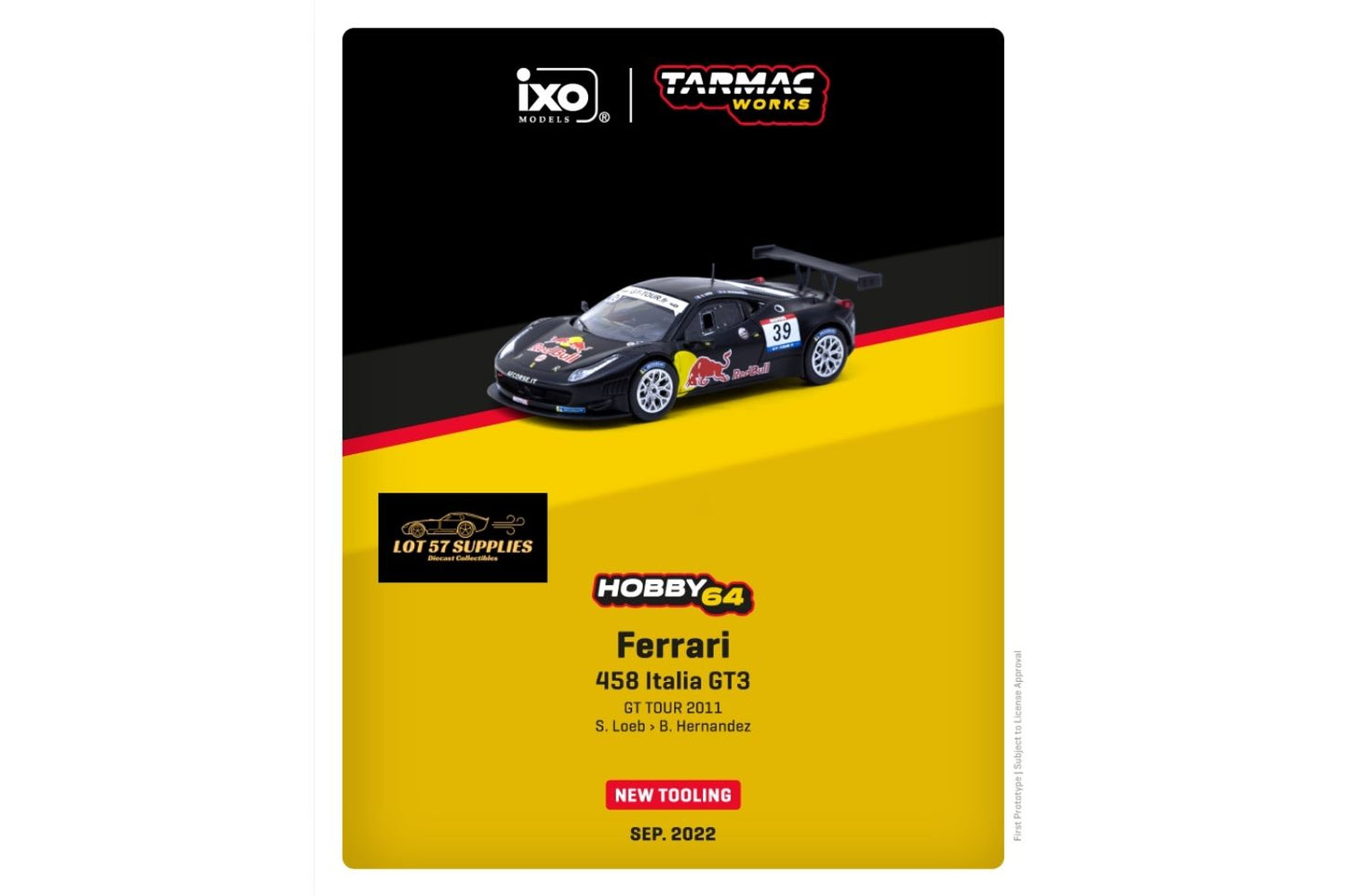 Ferrari Flame LB458GT wide-body 1:64 resin diecast car model showing detailed exterior in a natural pose