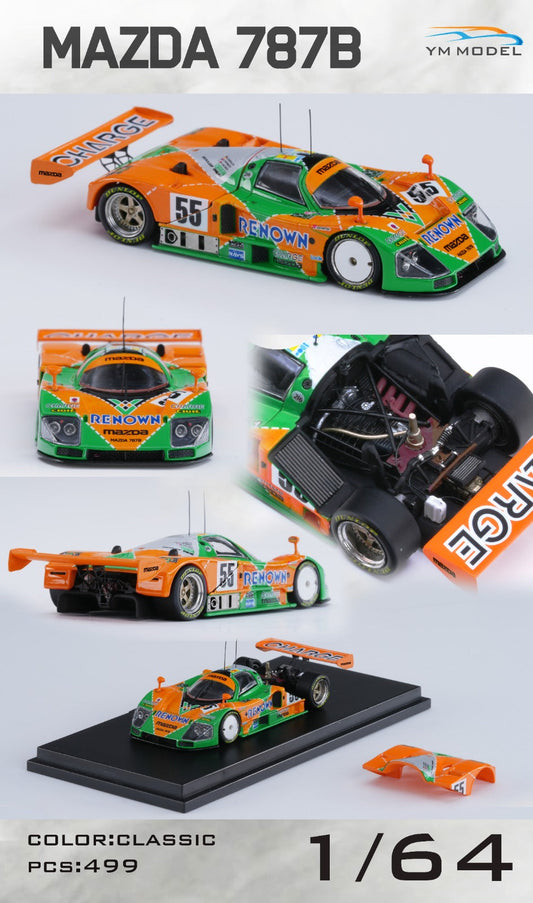 Pre-order Mazda 787b #55 diecast model by Lot57Supplies, 1:64 scale, detailed Mazda racing car in vibrant colors